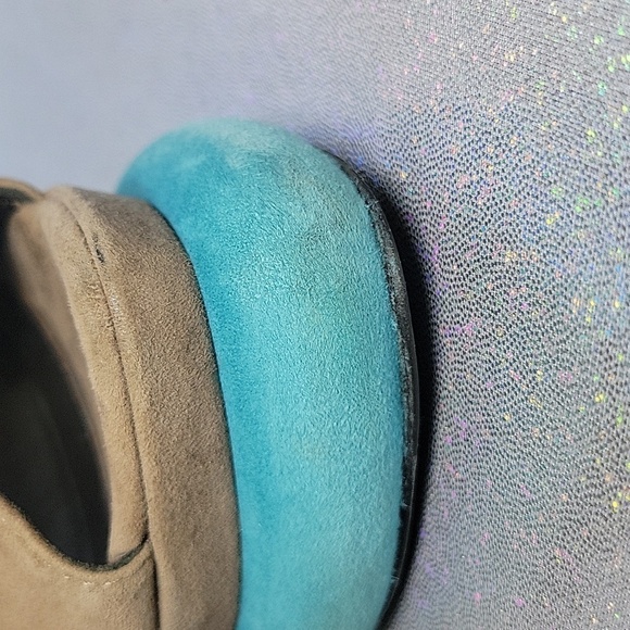 Fendi Vintage Teal & Grey Suede  Platform Peep Toe High Heel Sandal SZ:37/6.5 - Picture 14 of 14